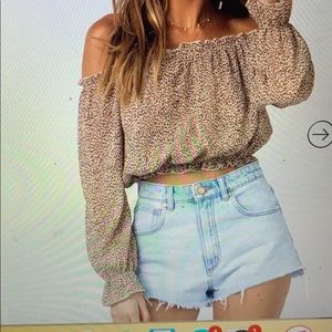 Princess Polly Tops - off the shoulder leopard print top Princess Polly Tops - off the shoulder leopard print top